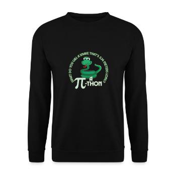 Math Pun Pi-thon Drôle Serpent Mathématiques Meme - Sweat-shirt Unisexe - noir - Devant - Alina (178cm) & Michal (187cm)