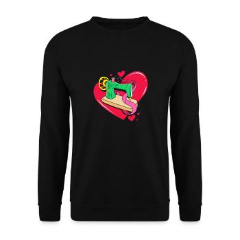 Sewing Machine Seamstress - Unisex Sweatshirt - black - Front - Alina (178cm) & Michal (187cm)