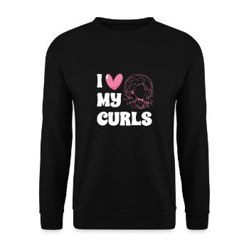 Lockiges Haar Afro Locken Natürliches Haar - Unisex Pullover - Schwarz - Vorne - Alina (178cm) & Michal (187cm)