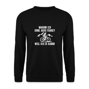 Bicycle Mountain Bike Road Bike E-Bike Cyclist - Unisex Sweatshirt - black - Front - Alina (178cm) & Michal (187cm)