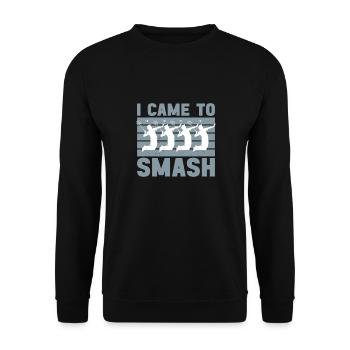 Badminton player came to smash shuttlecock sport - Unisex Sweatshirt - black - Front - Alina (178cm) & Michal (187cm)