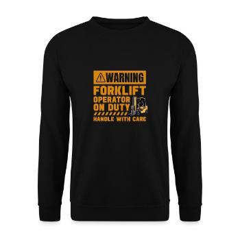 Forklift operator on duty funny forklift driver - Unisex Sweatshirt - black - Front - Alina (178cm) & Michal (187cm)