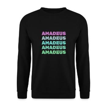 Amadeus als Amadeus - Unisex Pullover - Schwarz - Vorne - Alina (178cm) & Michal (187cm)