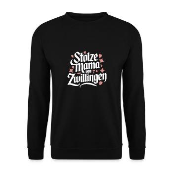 Zwillingsmama Zwillings Mutter Mama von Zwillingen - Unisex Pullover - Schwarz - Vorne - Alina (178cm) & Michal (187cm)