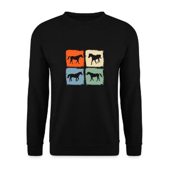 Reiten Pferd - Unisex Pullover - Schwarz - Vorne - Alina (178cm) & Michal (187cm)