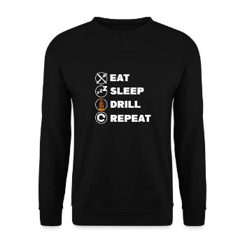 Eat Sleep Drill Répéter Roughneck Oil Rig Oilfield - Sweat-shirt Unisexe - noir - Devant - Alina (178cm) & Michal (187cm)