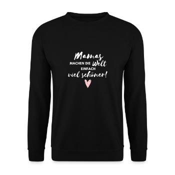 Mamas machen die Welt viel schöner - Unisex Pullover - Schwarz - Vorne - Alina (178cm) & Michal (187cm)