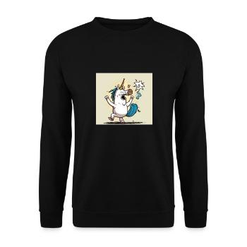 Comic Unicorn! Gift idea, funny - Unisex Sweatshirt - black - Front - Alina (178cm) & Michal (187cm)