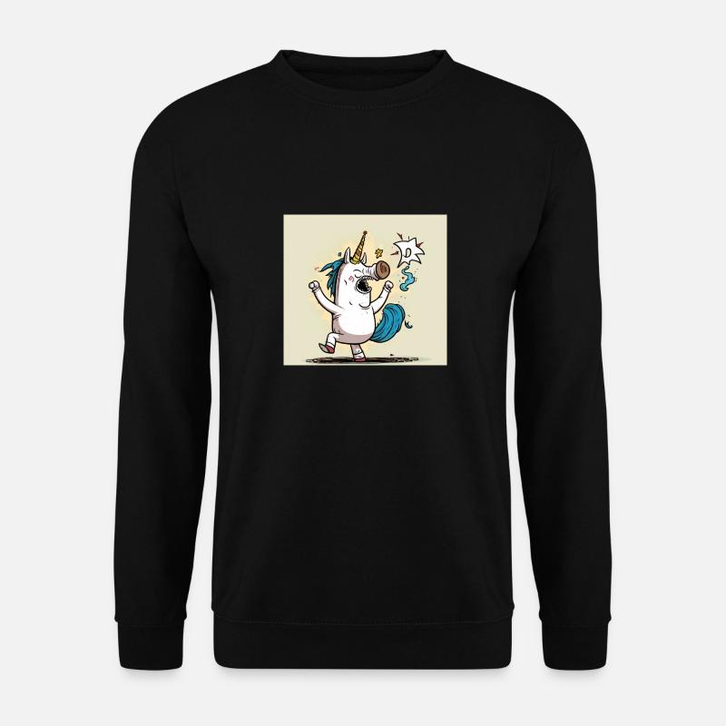 Comic Einhorn! Geschenkidee, Lustig - Unisex Pullover - Schwarz