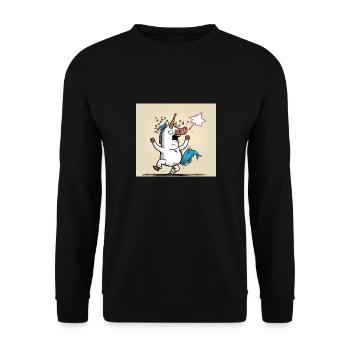 Unicorn comic! Gift - Unisex Sweatshirt - black - Front - Alina (178cm) & Michal (187cm)