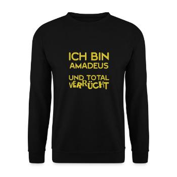 Geschenk für Amadeus - Unisex Pullover - Schwarz - Vorne - Alina (178cm) & Michal (187cm)