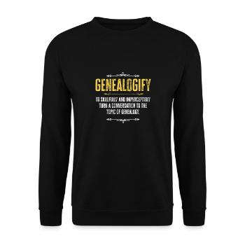 Genealogie Ahnenforschung Ahnenforscher - Unisex Pullover - Schwarz - Vorne - Alina (178cm) & Michal (187cm)