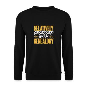 Genealogie Ahnenforschung Ahnenforscher - Unisex Pullover - Schwarz - Vorne - Alina (178cm) & Michal (187cm)