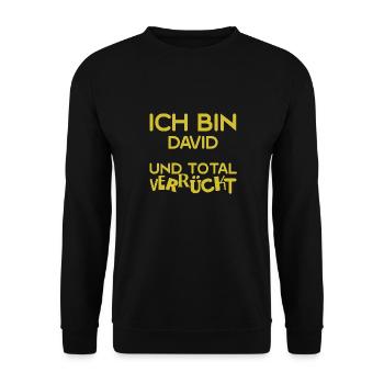 Verrückt David - Unisex Pullover - Schwarz - Vorne - Alina (178cm) & Michal (187cm)