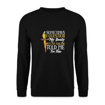 Ara à poitrine jaune Perroquet bleu et ara jaune - Sweat-shirt Unisexe - noir - Devant - Alina (178cm) & Michal (187cm)