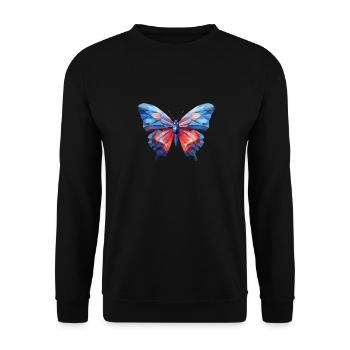 Blauer Morpho-Schmetterling - Unisex Pullover - Schwarz - Vorne - Alina (178cm) & Michal (187cm)