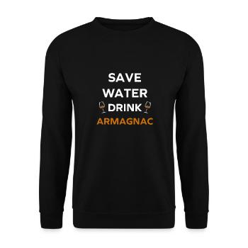Save water drink Armagnac - Sweat-shirt Unisexe - noir - Devant - Alina (178cm) & Michal (187cm)