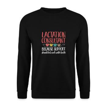 Lactation Consultant IBCLC - Unisex Sweatshirt - black - Front - Alina (178cm) & Michal (187cm)