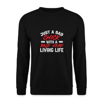 Tête chauve Calvitie Barbe Tête chauve - Sweat-shirt Unisexe - noir - Devant - Alina (178cm) & Michal (187cm)