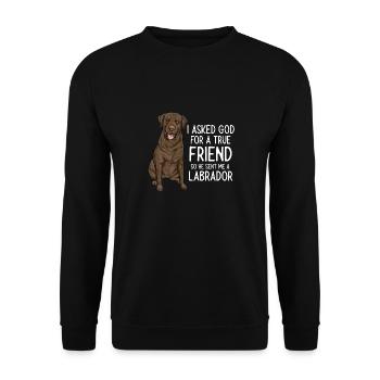 Chien Labrador Retriever chocolat - Sweat-shirt Unisexe - noir - Devant - Alina (178cm) & Michal (187cm)