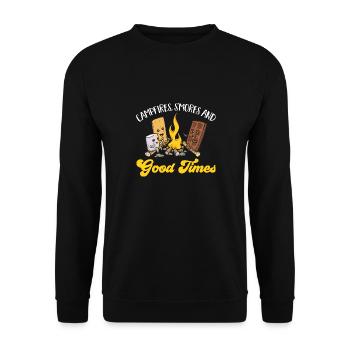 S'more Lagerfeuer Marshmallow Camping - Unisex Pullover - Schwarz - Vorne - Alina (178cm) & Michal (187cm)
