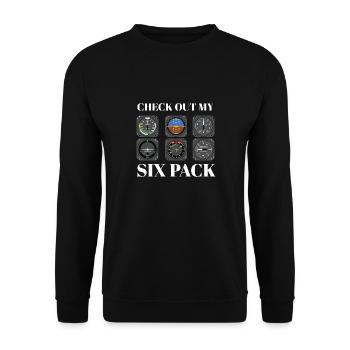 Funny Pilot Six Pack Aviation Flight Simulation - Unisex Pullover - Schwarz - Vorne - Alina (178cm) & Michal (187cm)