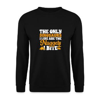 Dino Nuggets Dinosaurier Chicken Nuggets - Unisex Pullover - Schwarz - Vorne - Alina (178cm) & Michal (187cm)
