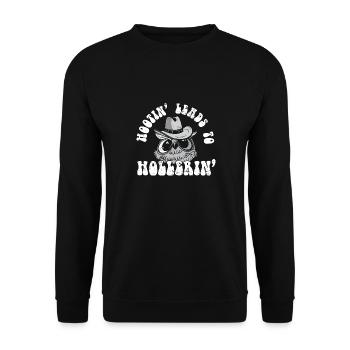 Funny Cowboy Hootin' Leads To Hollerin' - Unisex Pullover - Schwarz - Vorne - Alina (178cm) & Michal (187cm)
