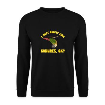 Molina Parakeet Parrot Bird Parakeet - Unisex Sweatshirt - black - Front - Alina (178cm) & Michal (187cm)
