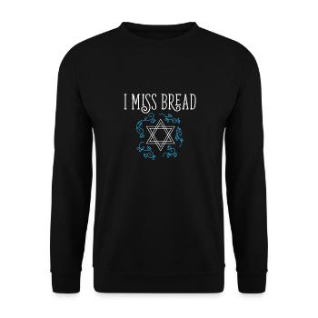 Funny Jewish Kosher Passover I Miss Bread No - Unisex Pullover - Schwarz - Vorne - Alina (178cm) & Michal (187cm)