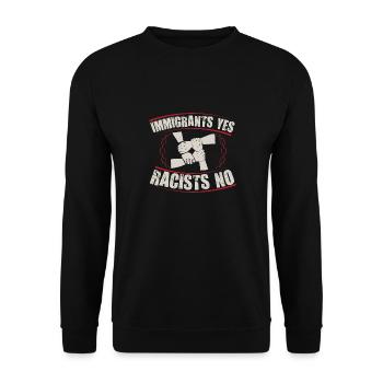 Contre le racisme et les nazis | Gauche Politique Cadeaux - Sweat-shirt Unisexe - noir - Devant - Alina (178cm) & Michal (187cm)