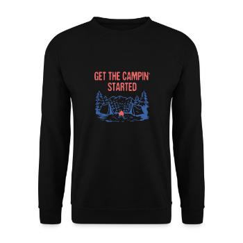 Get the Campin' Started Summer Vacation Tropical - Unisex Pullover - Schwarz - Vorne - Alina (178cm) & Michal (187cm)