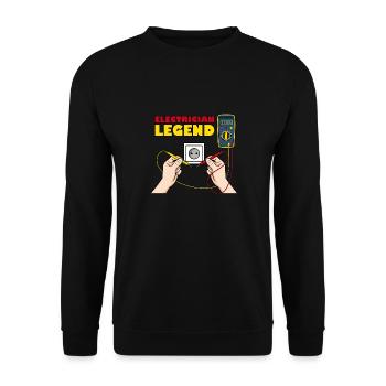 Elektriker Legend Ironisches Zitat Electronic - Unisex Pullover - Schwarz - Vorne - Alina (178cm) & Michal (187cm)