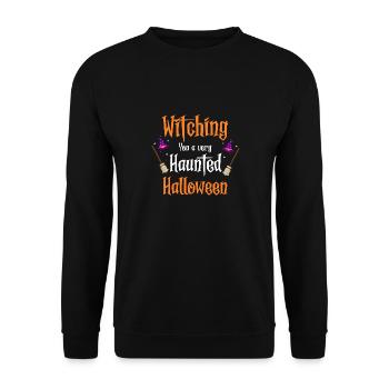 Witching You A Very Haunted Halloween Funny - Unisex Pullover - Schwarz - Vorne - Alina (178cm) & Michal (187cm)