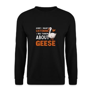 Thinking About Geese Bird Nature - Unisex Sweatshirt - black - Front - Alina (178cm) & Michal (187cm)