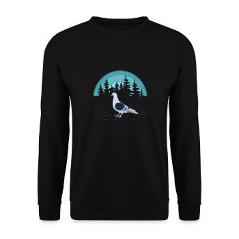 Pigeon Taube im Wald - Unisex Pullover - Schwarz - Vorne - Alina (178cm) & Michal (187cm)