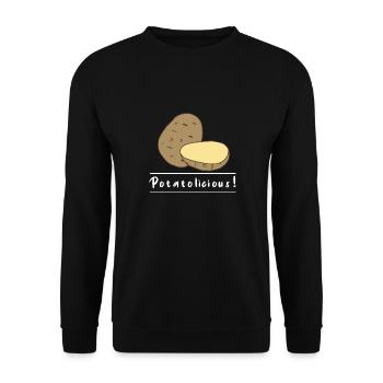 Potatolicious Ironic Quote Potatoe Hobby Chef - Unisex Sweatshirt - black - Front - Alina (178cm) & Michal (187cm)