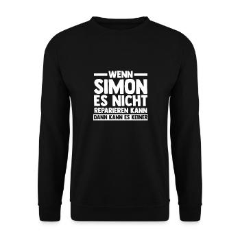 Simon - Unisex Pullover - Schwarz - Vorne - Alina (178cm) & Michal (187cm)