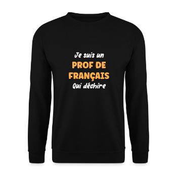 Prof de français - Sweat-shirt Unisexe - noir - Devant - Alina (178cm) & Michal (187cm)