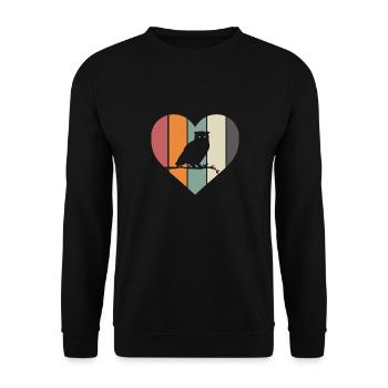 Vintage coeur ornithologue Retro Silhouette hibou - Sweat-shirt Unisexe - noir - Devant - Alina (178cm) & Michal (187cm)