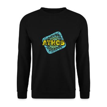 Geschenk für Athos - Unisex Pullover - Schwarz - Vorne - Alina (178cm) & Michal (187cm)