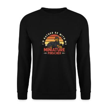 Miniature Pinscher Rehpinscher Min Pin Dog - Unisex Sweatshirt - black - Front - Alina (178cm) & Michal (187cm)