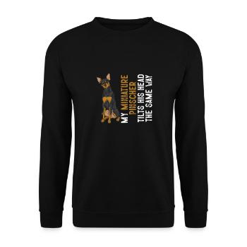 Miniature Pinscher Rehpinscher Min Pin Dog - Unisex Sweatshirt - black - Front - Alina (178cm) & Michal (187cm)