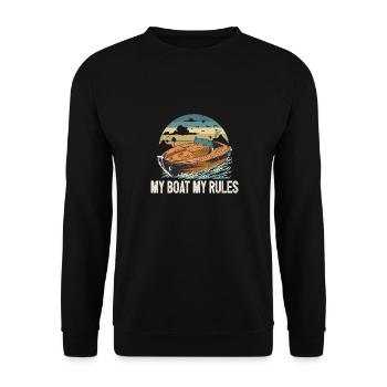 My Boat My Rules Funny Motorboating Quote Pontoon - Unisex Sweatshirt - black - Front - Alina (178cm) & Michal (187cm)