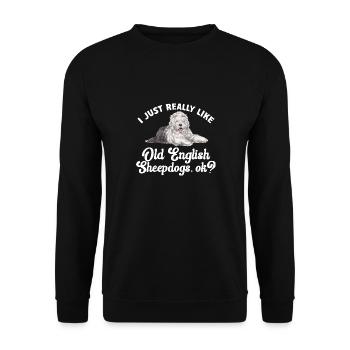 Vieux chien de berger anglais Sheepie Bobtail - Sweat-shirt Unisexe - noir - Devant - Alina (178cm) & Michal (187cm)