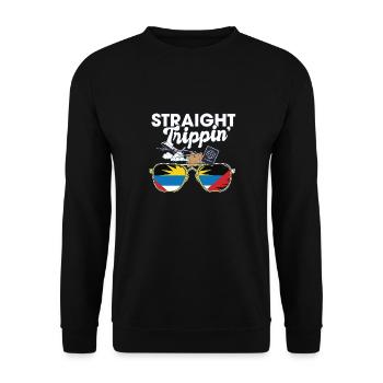 Straight Trippin' Antigua Vacation Tour Travel - Unisex Sweatshirt - black - Front - Alina (178cm) & Michal (187cm)