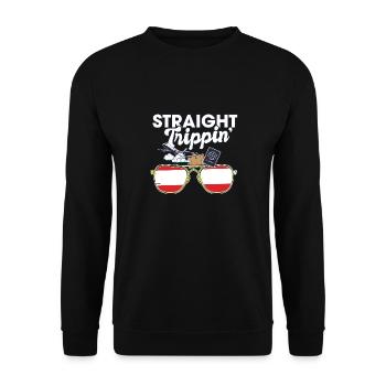 Straight Trippin' Austria Vacation Tour Travel - Unisex Pullover - Schwarz - Vorne - Alina (178cm) & Michal (187cm)