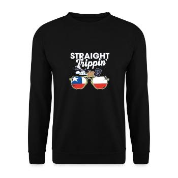 Straight Trippin' Chile Vacation Tour Travel Trip - Unisex Pullover - Schwarz - Vorne - Alina (178cm) & Michal (187cm)