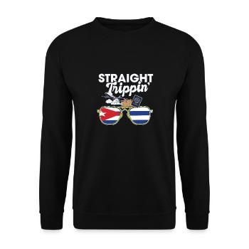 Straight Trippin' Cuba Vacation Tour Travel Trip - Unisex Sweatshirt - black - Front - Alina (178cm) & Michal (187cm)