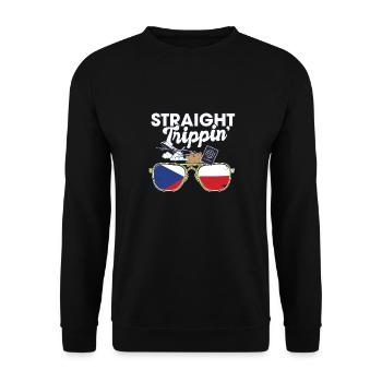 Straight Trippin' Czech Vacation Tour Travel Trip - Unisex Sweatshirt - black - Front - Alina (178cm) & Michal (187cm)